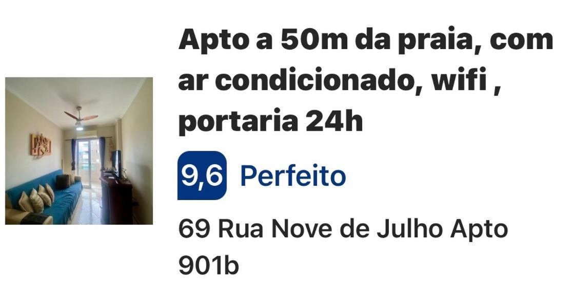 Apto A 50M Da Praia, Com Ar Condicionado, Wifi , Portaria 24H Прая-Гранди Экстерьер фото